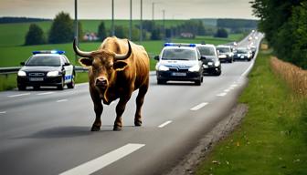 Tiertransporter verliert Bulle auf A1 in Nordrhein-Westfalen